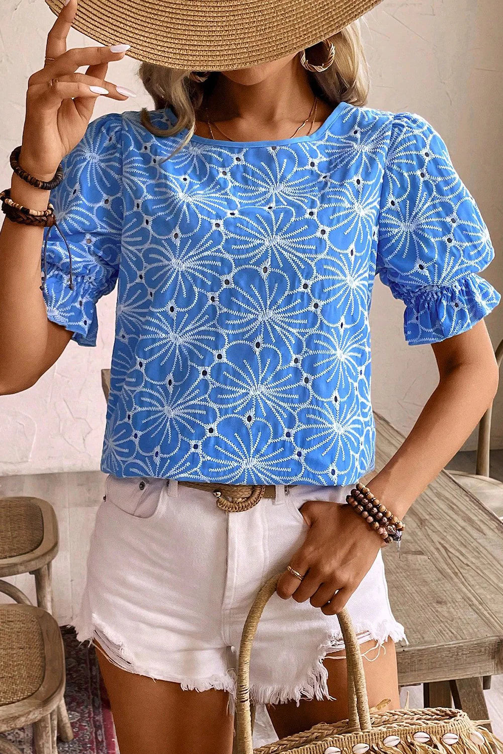 LULU EYELET FLOWER TOP
